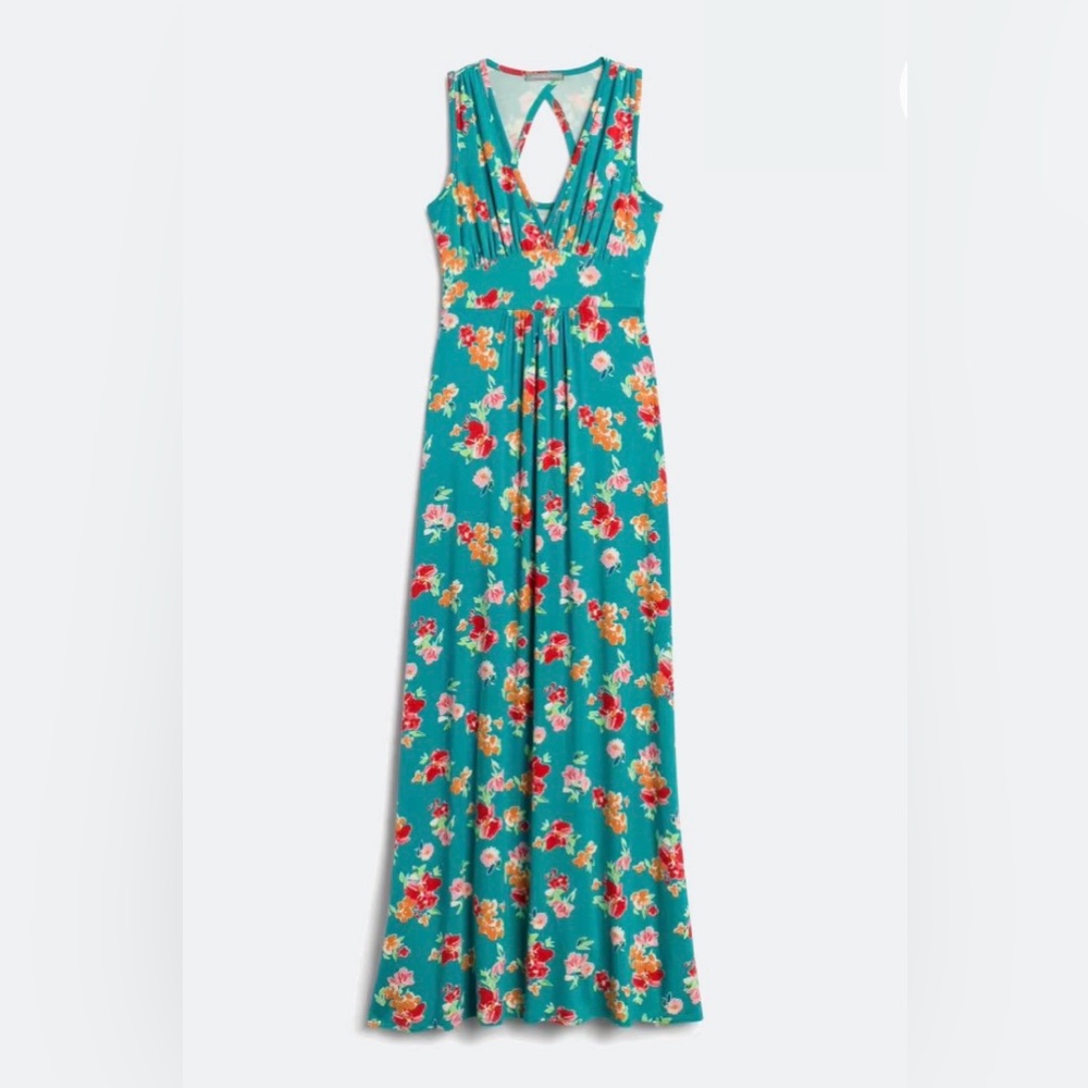 Loveappella Raizy Knit Maxi Dress Floral/ Teal Size M